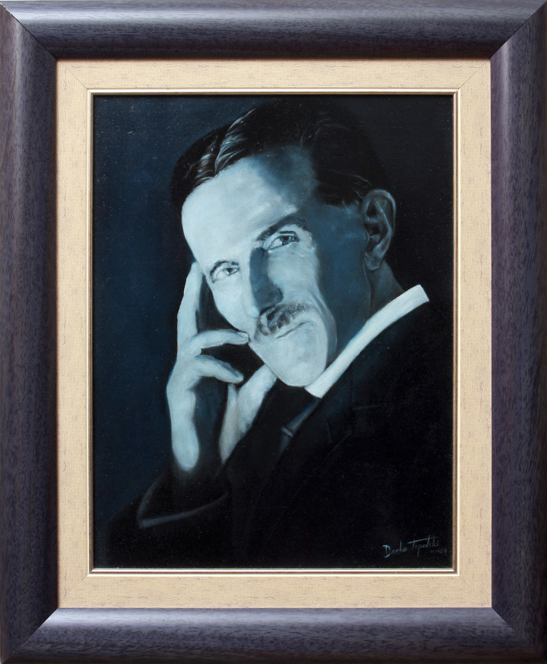 Nikola Tesla (plavi portret)- 40x30 (55x45), Ulje na platnu, umetnik Darko TOPALSKI
