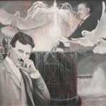 Nikola i Tesla, 60x50cm, Ulje na platnu, umetnik Darko TOPALSKI
