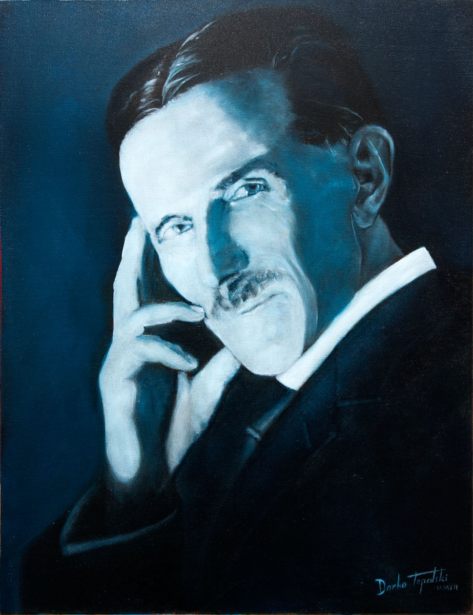 Nikola Tesla (plavi portret)- 40x30, Ulje na platnu, umetnik Darko TOPALSKI