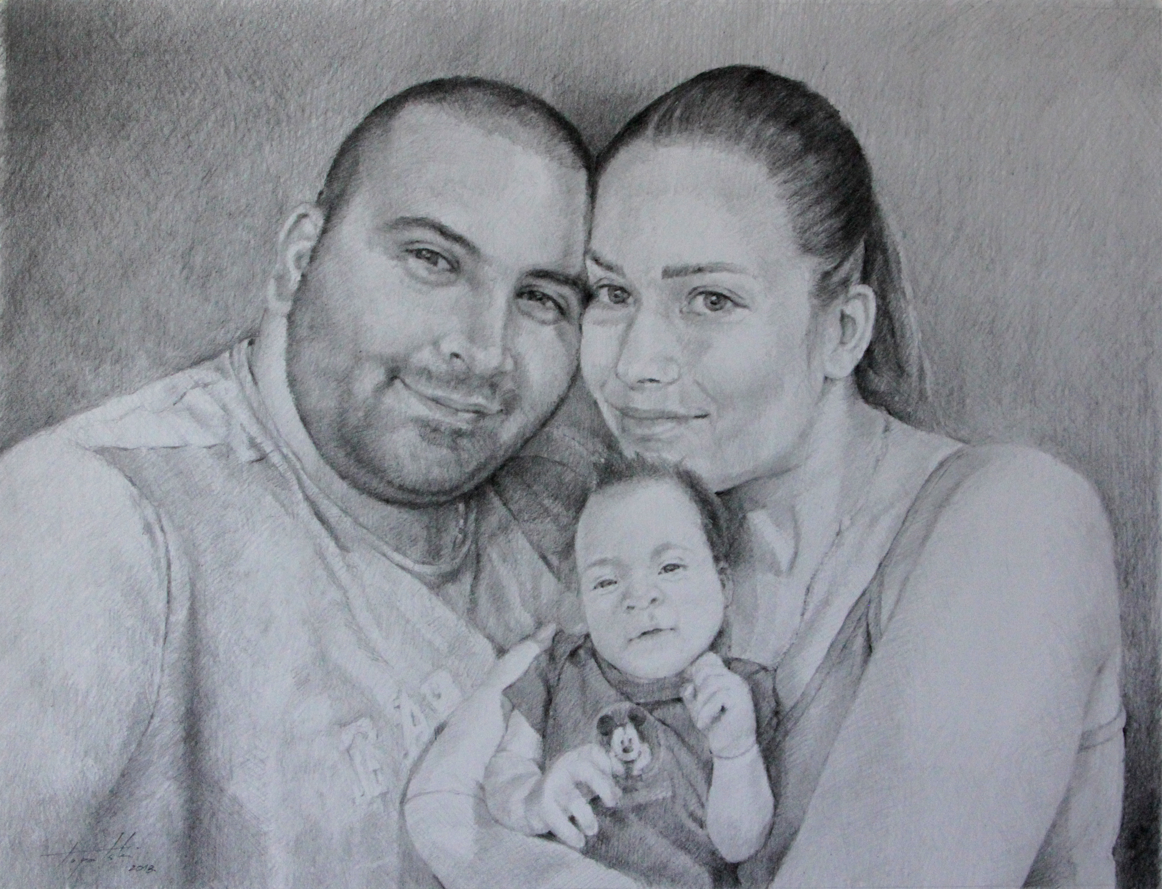 Porodičan Portret - 30x40cm, 2018. Crtež olovka umetnik Darko Topalski