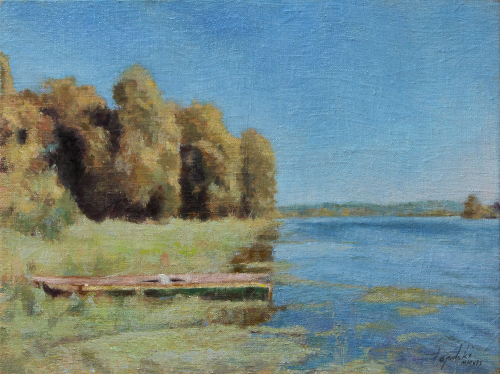 Umetnička slika – Čamac kraj reke – 30x40cm Ulje na platnu – umetnik ...
