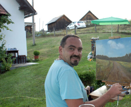 Umetnik Darko Topalski u Kremnima na Slikarskoj Koloniji