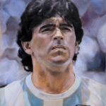 Dijego Armando Maradona - Umetnička slika - Portret - 70x50cm Ulje na platnu - umetnik Darko TOPALSKI