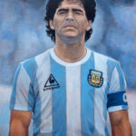 Umetnička slika - Dijego Armando Maradona - 70x50cm-2022.-Ulje na platnu - umetnik Darko Topalski
