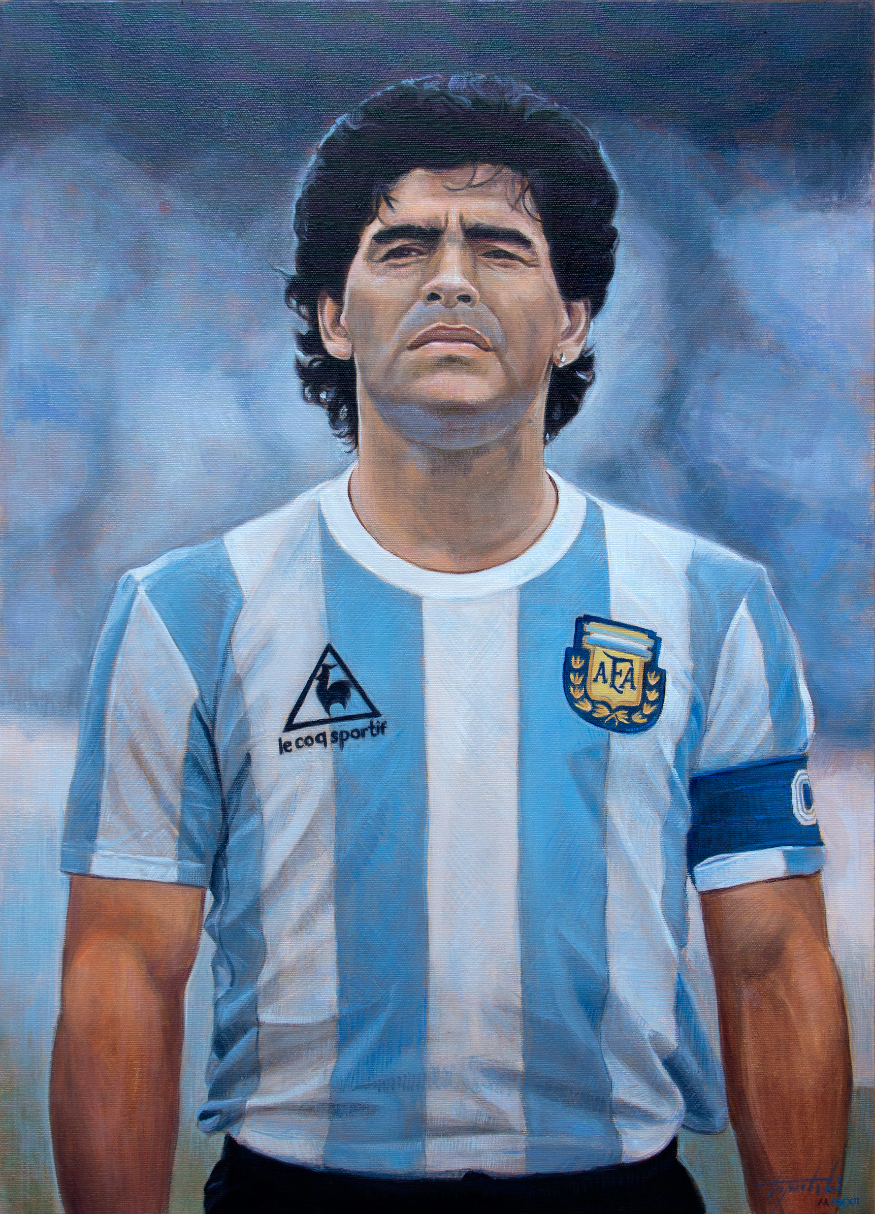 Umetnička slika - Dijego Armando Maradona - 70x50cm-2022.-Ulje na platnu - umetnik Darko Topalski