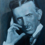 Nikola Tesla Portret - 40x30cm, 2022. - Ulje na platnu - umetnik Darko Topalski