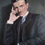 Nikola Tesla - Umetnička slika Ulje na platnu 2021.- umetnik Darko TOPALSKI