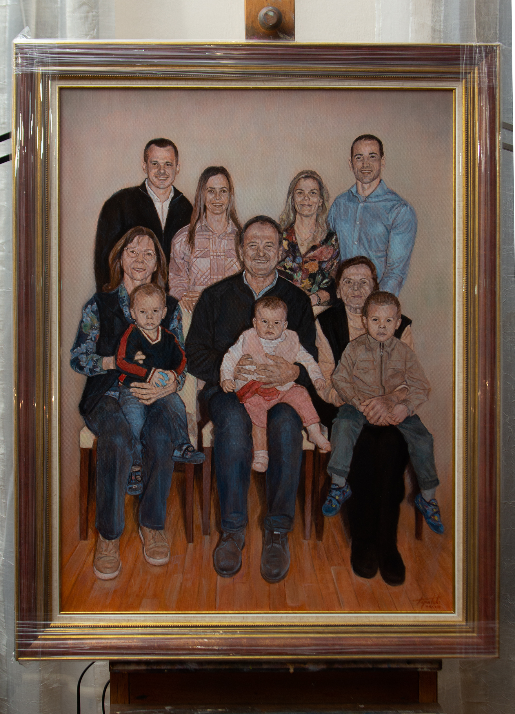 Umetnička slika porodični portret po narudzbini - Porodica Vlahović - 80x60cm-2023-Ulje na platnu - umetnik Darko Topalski