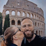 Par u Rimu - Portret po narudzbini -Umetnička slika 55x45cm Ulje na platnu 2023.- umetnik Darko TOPALSKI